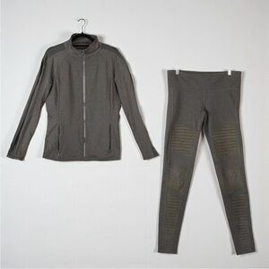 ALO Full Zip Mesh Yoga Jacket Size L & High Waist Moto Ribbed Legging Sz S Set
